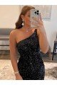 Affordable One Shoulder Sleeveless Short Velvet Sequin Homecoming Dress / Prom Dress UK