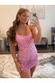 Affordable Spaghetti Straps Sleeveless Short Velvet Sequin Homecoming Dress / Prom Dress UK