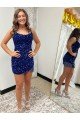 Affordable Spaghetti Straps Backless Sleeveless Short Velvet Sequin Homecoming Dress / Prom Dress UK