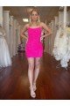 Affordable Spaghetti Straps Open Back Sleeveless Short Velvet Sequin Homecoming Dress / Prom Dress UK