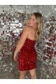 Affordable Sweetheart Sleeveless Short Velvet Sequin Homecoming Dress / Prom Dress UK