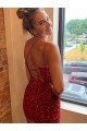 Affordable V-Neck Sleeveless Short Velvet Sequins Homecoming Dress / Prom Dress UK