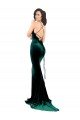 Affordable High Neck Formal Stretch Velvet Bridesmaid Dress / Prom Dress with Black Lace Embroidery UK