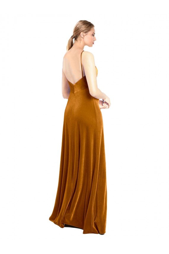 Affordable Long Velvet Cowl Neck Slip Bridesmaid Dress / Prom Dress UK