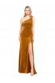 Affordable Sleek One Shoulder Long Formal Velvet Bridesmaid Dress / Prom Dress UK