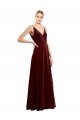 Affordable Faux Wrap V-Neck Sleek Long Formal Velvet Bridesmaid Dress / Prom Dress UK