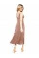 Affordable Midi Cocktail Length Short V-Neck Velvet Bridesmaid Dress / Prom Dress with Notched Neckline UK