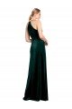 Affordable Long Jewel Neck Full Length Velvet Bridesmaid Dress / Prom Dress with Side Slit UK