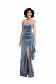 Affordable Strapless Formal Velvet Maxi Bridesmaid Dress / Prom Dress with Draped Skirt UK