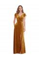 Affordable Cap Sleeve Faux Wrap Formal Velvet Maxi Bridesmaid Dress / Prom Dress with Pockets UK