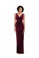 Affordable Draped Skirt Faux Wrap Velvet Maxi Bridesmaid Dress / Prom Dress UK