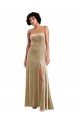 Affordable Square Neck Formal Velvet Maxi Bridesmaid Dress / Prom Dress with Front Slit UK