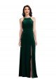 Affordable Velvet Halter Maxi Bridesmaid Dress / Prom Dress with Front Slit UK