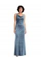 Affordable Floor Length Cowl Neck Long Stretch Velvet Maxi Bridesmaid Dress / Prom Dress UK