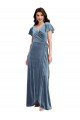 Affordable Flutter Sleeve Velvet Wrap Maxi Bridesmaid Dress / Prom Dress with Pockets UK