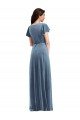 Affordable Flutter Sleeve Velvet Wrap Maxi Bridesmaid Dress / Prom Dress with Pockets UK