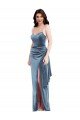 Affordable Spaghetti Strap Formal Velvet Maxi Bridesmaid Dress / Prom Dress with Draped Skirt UK