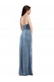 Affordable Spaghetti Strap Formal Velvet Maxi Bridesmaid Dress / Prom Dress with Draped Skirt UK