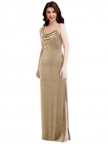 Affordable Asymmetrical One Shoulder Formal Velvet Maxi Slip Bridesmaid Dress / Prom Dress UK