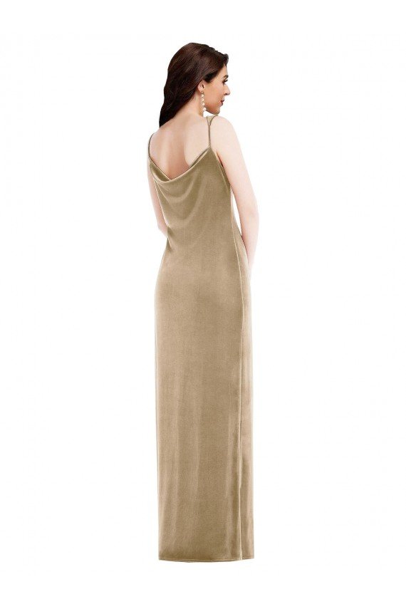 Affordable Asymmetrical One Shoulder Formal Velvet Maxi Slip Bridesmaid Dress / Prom Dress UK