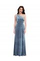 Affordable One Shoulder Draped Velvet Maxi Bridesmaid Dress / Prom Dress UK