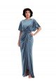 Affordable Flutter Sleeve Open Back Velvet Maxi Bridesmaid Dress / Prom Dress with Draped Wrap Skirt UK