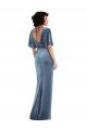 Affordable Flutter Sleeve Open Back Velvet Maxi Bridesmaid Dress / Prom Dress with Draped Wrap Skirt UK