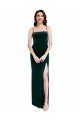 Affordable Straight Neckline Spaghetti Straps Long Velvet Bridesmaid Dress / Prom Dress with High Side Slit UK