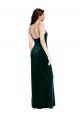 Affordable Straight Neckline Spaghetti Straps Long Velvet Bridesmaid Dress / Prom Dress with High Side Slit UK