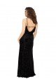 Affordable V-Neck Cowl Back Floral Velvet Bridesmaid Dress with Front Slit and Deep V-Neck UK