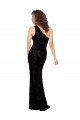 Affordable One Shoulder Long Sheath Sleeveless Floral Velvet Bridesmaid Dress UK