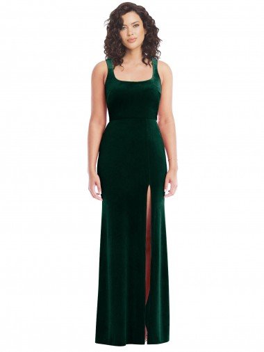 Affordable Square Neck Long Velvet Maxi Bridesmaid Dress / Prom Dress UK