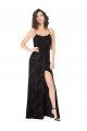 Affordable Floral Velvet Cowl Neck Bridesmaid Dress with Skirt Slit UK