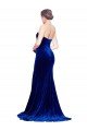 Affordable Strapless Ruched Formal Velvet Bridesmaid Dress / Prom Dress with Sweep Train and Front Slit UK