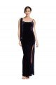 Affordable Long Formal Velvet Bridesmaid Dress / Prom Dress with Side Thigh Split and Shoulder Tie UK