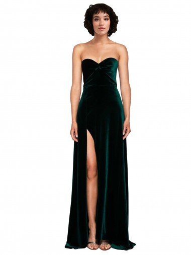 Affordable Sweetheart Fluid Velvet Bridesmaid Dress / Prom Dress with High Split UK